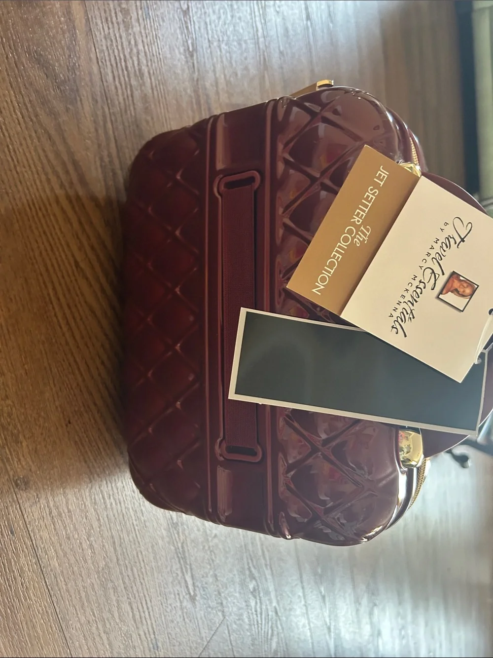 Marcy McKenna Gloss Quilted hard shell Cosmetic Case in Burgundy